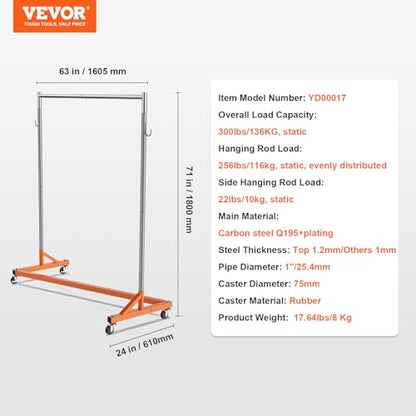 VEVOR Z Rack, Industrial Grade Z Base Garment Rack, Rolling Sturdy Steel Z Base Clothing Rack with Lockable Casters, for Home Clothing Store Display Orange (3 Sets) | for Home Clothing Store Display, 3 Packs, Space-Saving Storage, Quick Assembly, with Loc