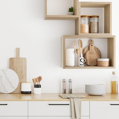 Wall Mount Shelf Set of 3, Floating Cube Shelves for Space Discovery Home and Commercial Use, Large Size Shelves Set, Oak - color: Oak, size: Set3