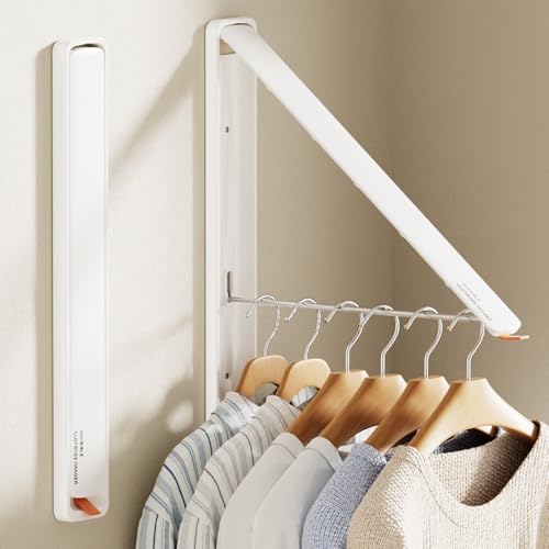 Clothes Drying Rack, Laundry Room Wall Mounted Retractable Clothes Hanger Drying Rack, Laundry Clothing Drying Rack Folding Indoor or Outdoor, Easy Installation Aluminium Dryer, 2pcs(White) - color: White 2 Pack