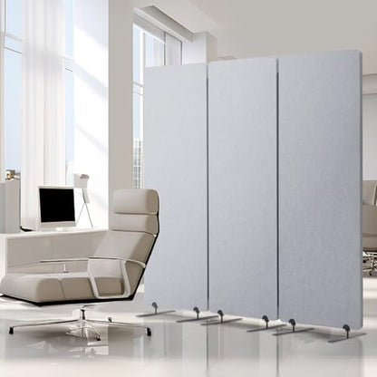 VEVOR 2FT Room Divider, 3 Panel PET Polyester Soundproof Room Screen, Folding Privacy Divider Portable Partition Divider for Room Separation, Freestanding Room Partitions for Office Study, Grey