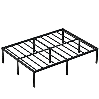 DiaOutro 18 Inch High Bed Frame Queen Size with Storage, Black | Steel Slats Platform No Box Spring Needed Mattress Foundation, Easy Assembly, Noise Free - size: Queen, style: 18 Inch (Black)