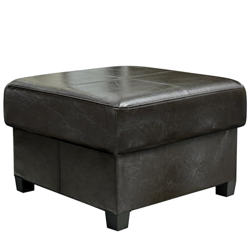 GLAXYFUR Square Storage Ottoman, Cube Ottoman with Legs, Leather Foot Stool | Footrest, PU Leather Ottoman with Storage, Upholstered Folding Bench for Living Room, Bedroom - color: 23.6" Black