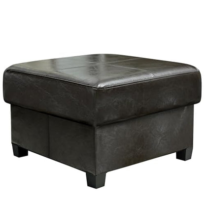 GLAXYFUR Square Storage Ottoman, Cube Ottoman with Legs, Leather Foot Stool | Footrest, PU Leather Ottoman with Storage, Upholstered Folding Bench for Living Room, Bedroom - color: 23.6" Black