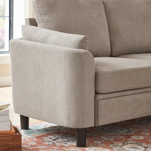 59" Loveseat Sofa, Mid Century Modern Love Seat with Back Cushions, 2-Seat Small Sofa Couch for Living Room Bedroom Small Spaces, Beige - color: Beige, size: Loveseat Sofa