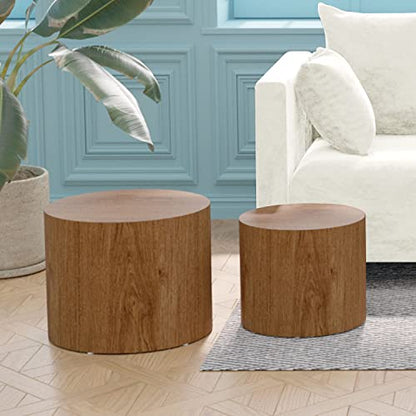 Walnut Nesting Coffee Table Set of 2 - color: Ca-walnut