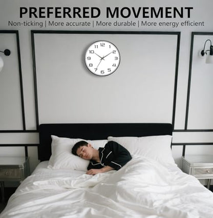 8 Inch Modern Wall Clocks Battery Operated - Silent Non Ticking Quartz Analog Clock with Large Numbers, Easy to Read Digital Wall Clock for Bedroom, Living Room, Kitchen, Office, Gym, Black - color: White Black, size: 8 Inch