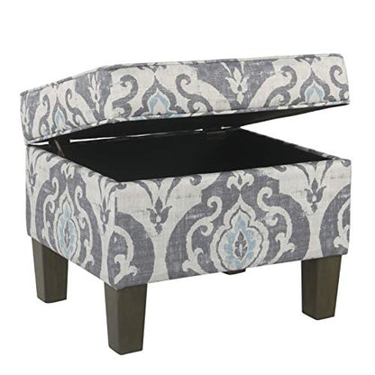 HomePop 22" Modern Rectangular Storage Ottoman - Suri Blue - color: Blue Slate