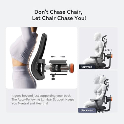 Ergonomic Home Office Chair-Office Desk Chair with Footrest, Auto-Following Backrest & Headrest, 4D Armrests, 96°-136° Recline (Black, with Laptop Table + 2D Headrest) - color: Black, size: With Laptop Table + 2D Headrest