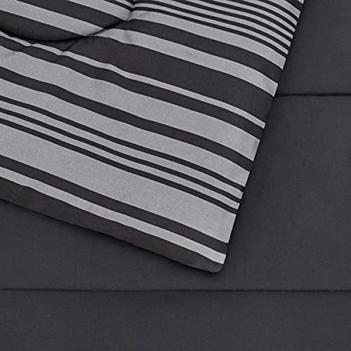 Amazon Basics Full/Queen Comforter Set with Sheets, 7-Piece Gray Calvin Stripe Bedding, Lightweight Microfiber Bed-in-a-Bag, Striped - color: Gray Calvin Stripe, size: Full/Queen, style: 1-Pack