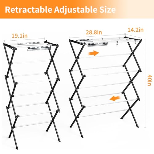 Foldable Drying Rack Clothing Clothes Drying Rack White-1pack | Collapsible Dryers for Laundry - 40" x 28.8" x 14.2", Space Saving Indoor&Outdoor - color: White