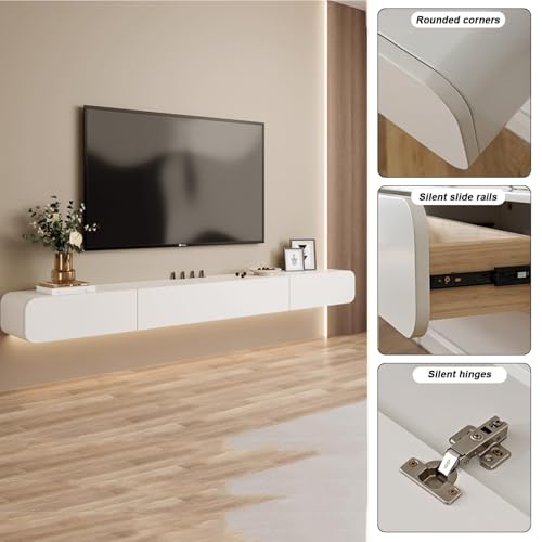 Solid Wood Floating TV Stand Wall Mounted, Black, 63" Wall Mounted Entertainment Center Console, Hanging tv Media Shelf for Living Room, Bedroom (DSGBLACK-B, 63IN) - color: Dsgblack-b, size: 63IN