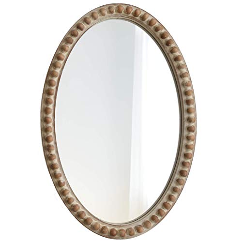 COZAYH Distressed Wood Frame Accent Mirror, Rustic Farmhouse Style Decorative Wall Mirror (Oval) - size: 20"L x 1"W