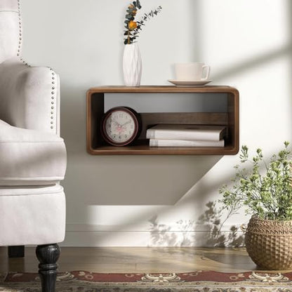 Floating Nightstand, Wall Mounted Bedside Shelf, Handmade Bedroom Furniture,Pine Wood Floating Bedside Table, Minimalist and Unique Style 18”x 10”x 7.5” Brown - color: Brown