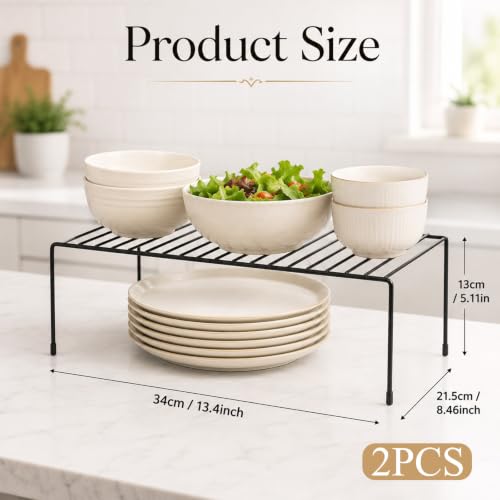Cabinet Storage Shelf Rack Set of 2, Metal Wire Pantry Storage | Shelves Cabinet Organizer Rustproof Cupboard Spice Shelf Rack for Cupboard Countertop Pantry Drawer Utensils(13.5x8.5inch) - color: Black
