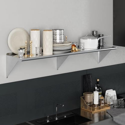 AmGood 16 in. x 72 in. Stainless Steel Wall Shelf | NSF | Metal Shelving | Garage, Laundry, Storage, Utility Room | Restaurant, Commercial Kitchen - size: 16 in. x 72 in.