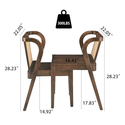 3-Piece Modern Dining Set with Stackable Dining Chairs, Solid Wood Square Table and Chair Breakfast Table Set for 2 Person, Space Saving Dinette for Dining Room, Kitchen, Living Room, Dark Walnut - color: Dark Walnut