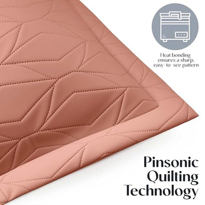 Clara Clark Quilts Twin Size - All Season Bedspread Coverlet Set, Pinsonic Weave Lightweight Bedding Set - 5 Piece Twin Quilt Set with Pillow Shams, Bali Blush - Twin Ellipse - color: 31 – Bali Blush – Ellipse, size: Twin