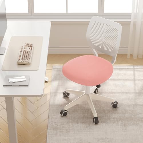 JPBSTO Armless Desk Chair, Height Adjustable Swivel Office Rolling Task Chairs with Soft Mesh Padded Cushion, Ergonomic Small Study Computer Chair for Girls Boys Teens (Pink, 2PCS) - color: Pink 2pcs