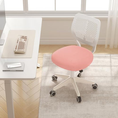JPBSTO Armless Desk Chair, Height Adjustable Swivel Office Rolling Task Chairs with Soft Mesh Padded Cushion, Ergonomic Small Study Computer Chair for Girls Boys Teens, Pink - color: Solid Pink