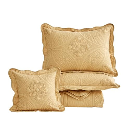 DaisyHuang Bedspread - Full Size Bedding Cover - Modern & Contemporary Coverlet Set, Real Stitching, Reversible, Lightweight, 5 Piece, Honey Gold - color: Honey Gold, size: Full(96"x110")