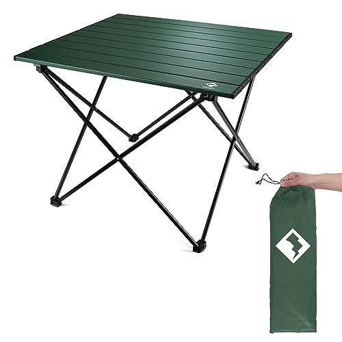 VILLEY Portable Camping Side Table, Ultralight Aluminum Folding Beach Table | Lightweight & Portable, Aluminum Folding Table with Carry Bag for Camping, Outdoor Cooking, Beach, Picnic, Boat & Travel - color: Green, size: Small 16'', style: Regular