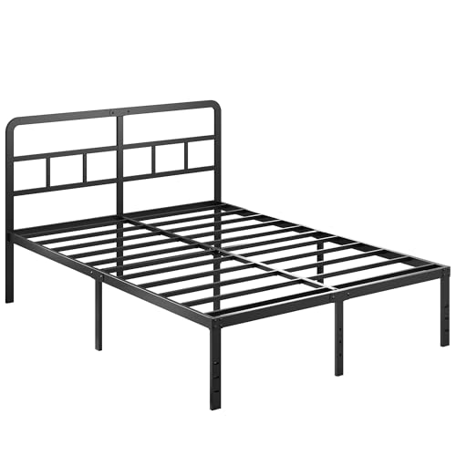 DiaOutro 16 Inch Full Size Metal Bed Frame with Headboard, Black | Heavy Duty Bed For Kids Adults, Steel Slat Supports No Box Spring Needed, Easy Assembly, Noise Free - size: Full, style: 16 Inch