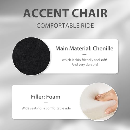 Aoiy & Wifon 31.9" W Swivel Accent Chair, 360 Degree Modern Living Room Chair, Swivel Barrel Chairs for Living Room/Bedroom, Chenille, Black - size: Set of 1