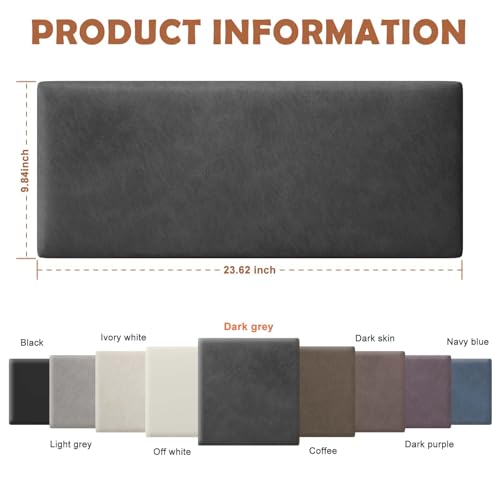 IFNOW Wall Mounted Headboard, Peel and Stick Panels, Dark Grey, Queen | Upholstered 3D Soundproof Acoustic Panels, Reusable and Removable, Padded Leather Bed Headboard, 6 Panels, 9.84" x 23.62" - color: Leather-dark Grey, size: Twin