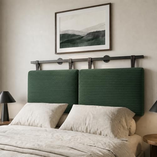 Queen Headboard only, Wall Mounted Headboard for Adjustable Bed, Hanging Head Board for Queen Size Bed Upholstered Headboard Cabeceras De Cama for Bedroom, Dorm, Guest Room, Green - color: Green, size: Queen