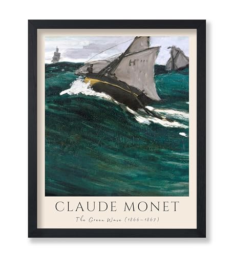 Poster Master Vintage Claude Monet Poster - Retro Green Wave Painting Print - Impressionism Art - Gift for Her, Him, Fishermen - Nautical Wall Decor for Home, Office, Bedroom - 8x10 UNFRAMED Wall Art - color: Style-04, size: 8"L x 10"W