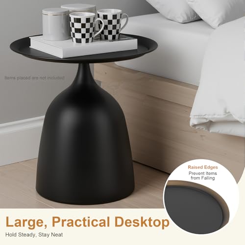 Gdrasuya10 Round Side Tables Set of 2, Large 15.7" Top, Metal Small Drink Accent Table Pedestal End Tables for Living Room Sofa Bedside Entryway & Office, Easy Assembly, Matte Black - color: Matte Black