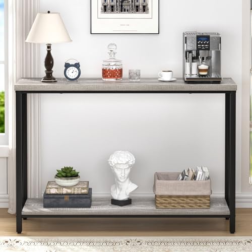 Industrial Sofa Console Table, Rustic Wood and Metal Entryway Hallway Table for Living Room Entrance, 43.3 Inch Light Grey - color: Light Grey