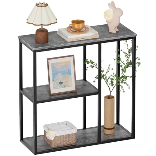 WOHOMO 31.5 in Entryway Table Modern Sofa Table with Shelves Grey | 12 Inch Narrow Console Table for Living Room, 31.5" Hallway Table for Corridor, with 3-Tier Storage - color: Grey, size: 31.5"