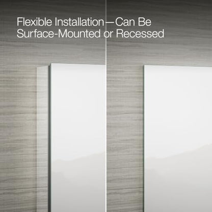 Kohler 55065-NA Embark Slim Two-Door Medicine Cabinet Mirror, Adjustable Shelves with Mirrored Doors, 35 in. W x 26 in. H - size: 35 in. x 26 in., style: Flat Edge