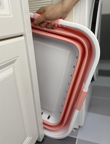 SAMMART 42L (11 gallon) Collapsible Plastic Laundry Basket - Foldable Pop Up Storage Container/Organizer - Space Saving Hamper/Basket (1, White/Quartz Pink) - color: White/Quartz Pink