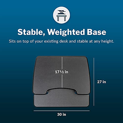 Vari - VariDesk Essential 30 - Two-Tier Standing Desk Converter for Home Office - Adjustable Sit Stand Desk with 11 Height Settings - Standing Desk Riser for Monitor & Accessories - 30" Wide, Black - size: 30"