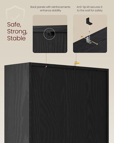 VASAGLE Bookcase Cube Shelf with 8 Compartments, 9.4 x 25.8 x 51 Inches | Bookshelf storage shelf, Ebony Black, CUSTOS Collection, ULBC424B01 - color: Ebony Black, size: 8 Cubes (9.4"D x 51"H), style: 1 Pack