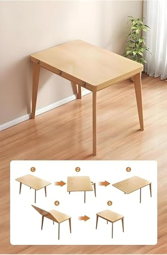 Compact Drop Leaf Table for Small Spaces, Multifunctional Extendable Dining Table for 2 to 6, Foldable Kitchen & Living Room Furniture (White)