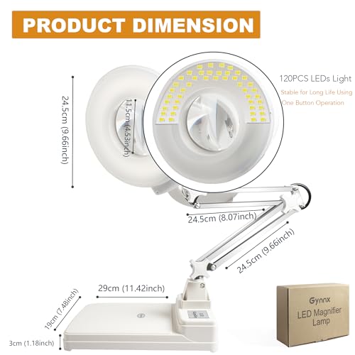 10X Magnifying Glass with Light and Stand,2-in-1 Lighted Desk Lamp LED Magnifier Hands Free,5 Inches Glass Lens with Stainless Steel Bracket for Reading Craft Painting Hobbies Sewing Close Work - style: Transitional