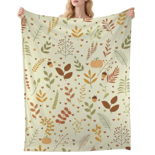 Beige Yellow Floral Leaf Fleece Throw Blanket Fuzzy Fleece Plush Sofa Blanket for Women Men Adults Plush Throws Bedding Decor for Couch Bed 40" X50" - size: 40 × 50 inch