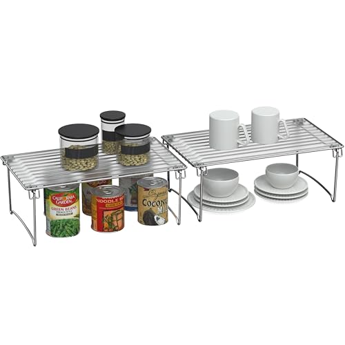 Deco Brothers Stackable Cabinet Shelf Organizer, 2 Pack, Chrome - color: Chrome