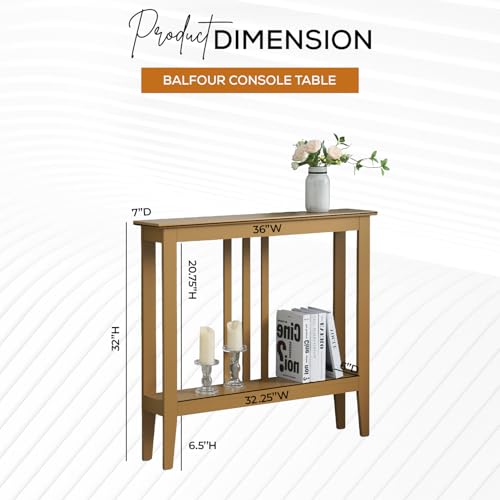 Kings Brand Narrow Console Table w/Storage Shelf for Hallway, Honey Mustard | Slim Sofa Table for Hallway, Foyer or Living Room w/ Open Shelf for Décor, Books & Everyday Essentials - color: Honey Mustard