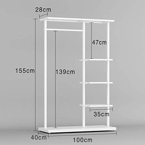Heavy Duty Garment Rack with Shelves - Clothing Storage Unit for Commercial and Household Use, Standing Shelving for Organized Clothes - size: 100*40*155cm