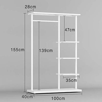 Heavy Duty Garment Rack with Shelves - Clothing Storage Unit for Commercial and Household Use, Standing Shelving for Organized Clothes - size: 100*40*155cm