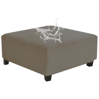 Levoberg Waterproof Square Ottoman Cover Large Square Folding Storage Ottoman Bench Slipcovers Footrest Stool Covers Oversized Ottoman Coffee Table Covers Cube with Elastic Bottom M Taupe - color: Taupe, size: Square-M