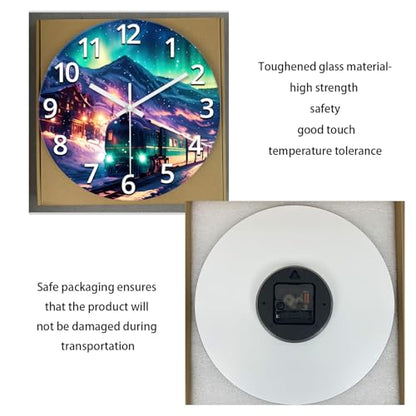 XNM Glass Battery Operated Wall Clock 12 Inch | Teal Office Living Room Kitchen Wall Clock Analog Modern Round Silent Wall Clock Non Ticking - color: Teal 9, size: 12 Inch