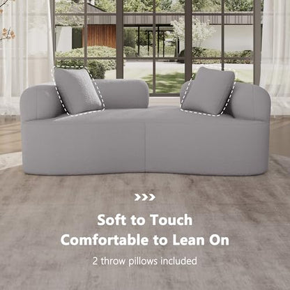 66.93 Inch Curved Loveseat Sofa with High - Density Foam Cushion, Full Compression Modular 2-Seater Couch, No Assembly Required, for Small Spaces & Living Room, Pearl Grey - color: Pearl Grey, size: 66.93 inches Mini Version