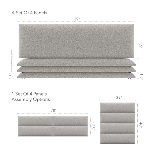 Vänt Wall Mounted Headboard Panels, King/Twin, Faux Merino Wool Grey - color: Faux Merino Wool Grey, size: 39"