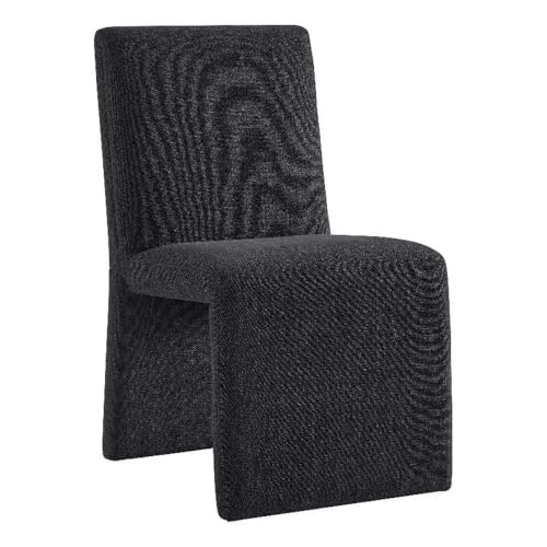 Modway Emory Fabric Slipper Dining Chair in Ebony – Upholstered Armless Dining Side Chair – Versatile Modern Accent Chair or Vanity Chair - color: Ebony