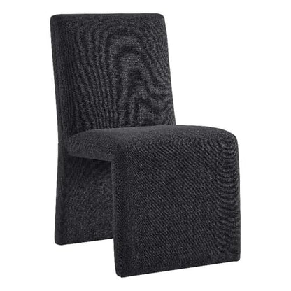 Modway Emory Fabric Slipper Dining Chair in Ebony – Upholstered Armless Dining Side Chair – Versatile Modern Accent Chair or Vanity Chair - color: Ebony